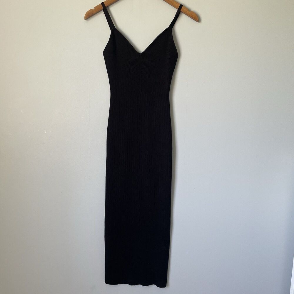 ASTR The Label Jodie Cutout Long Sleeve Knit Sweater Dress Ribbed Black Size Med - Picture 3 of 16